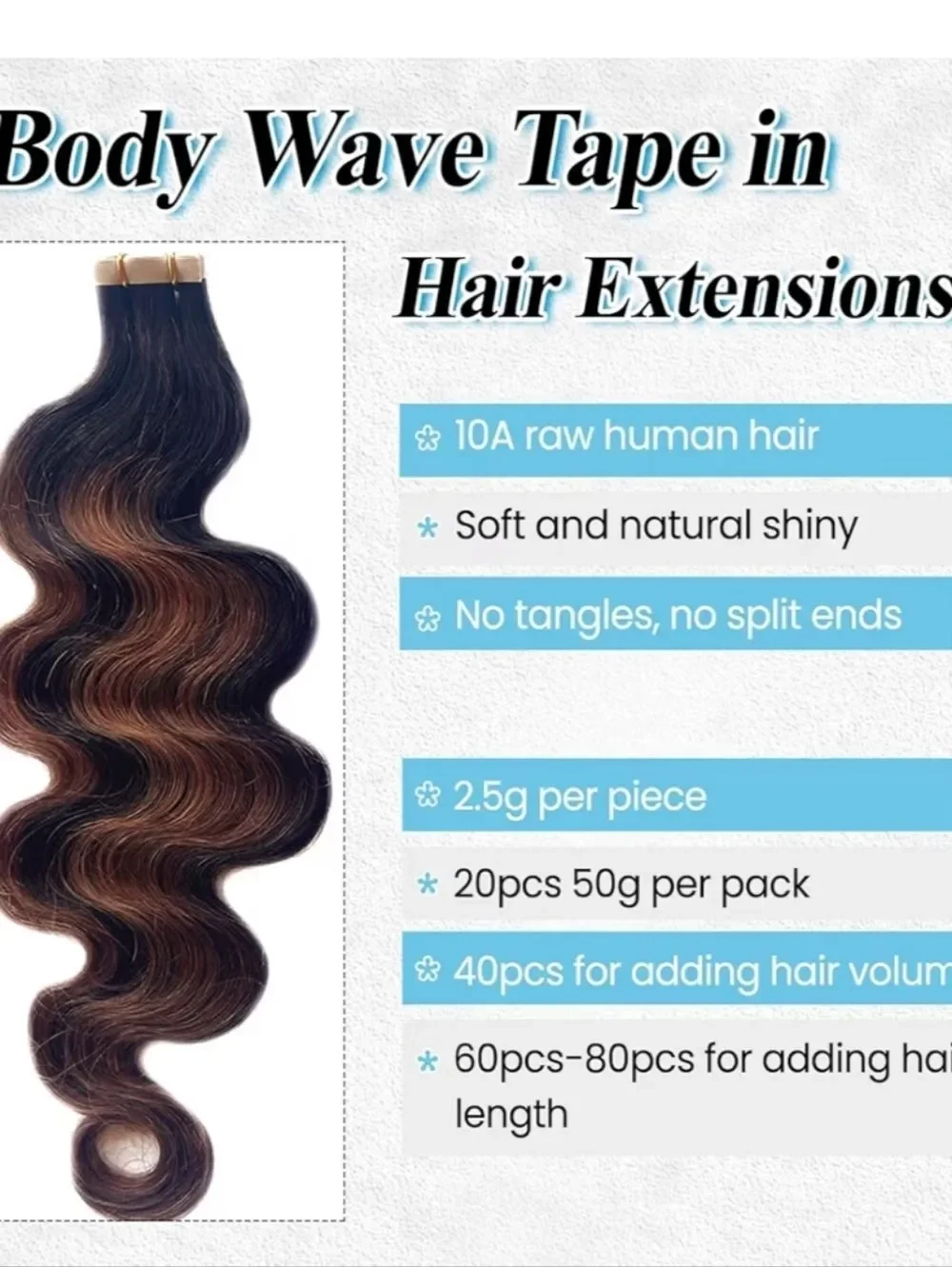 Natural Black with Chocolate Brown Highlight Brazilian Body Wave Hair Extensions
